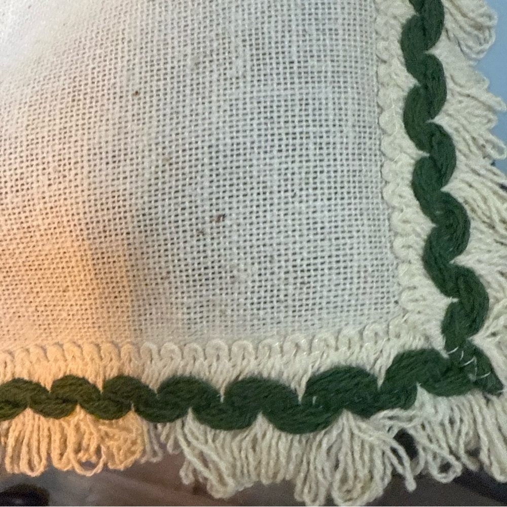 Vtg Set of 4 70s Made in USA Avocado Green 100% Cotton Fringe Napkins 17”x17” - Picture 5 of 6